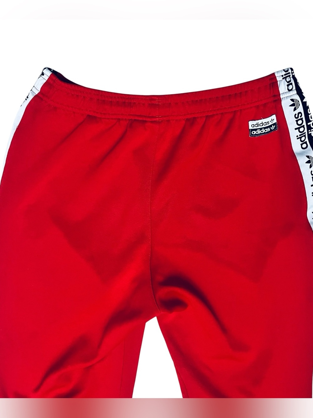 Adidas Men's Joggers Track Pants Red Vertical/Logo Zip Pockets Sz L - Picture 7 of 16